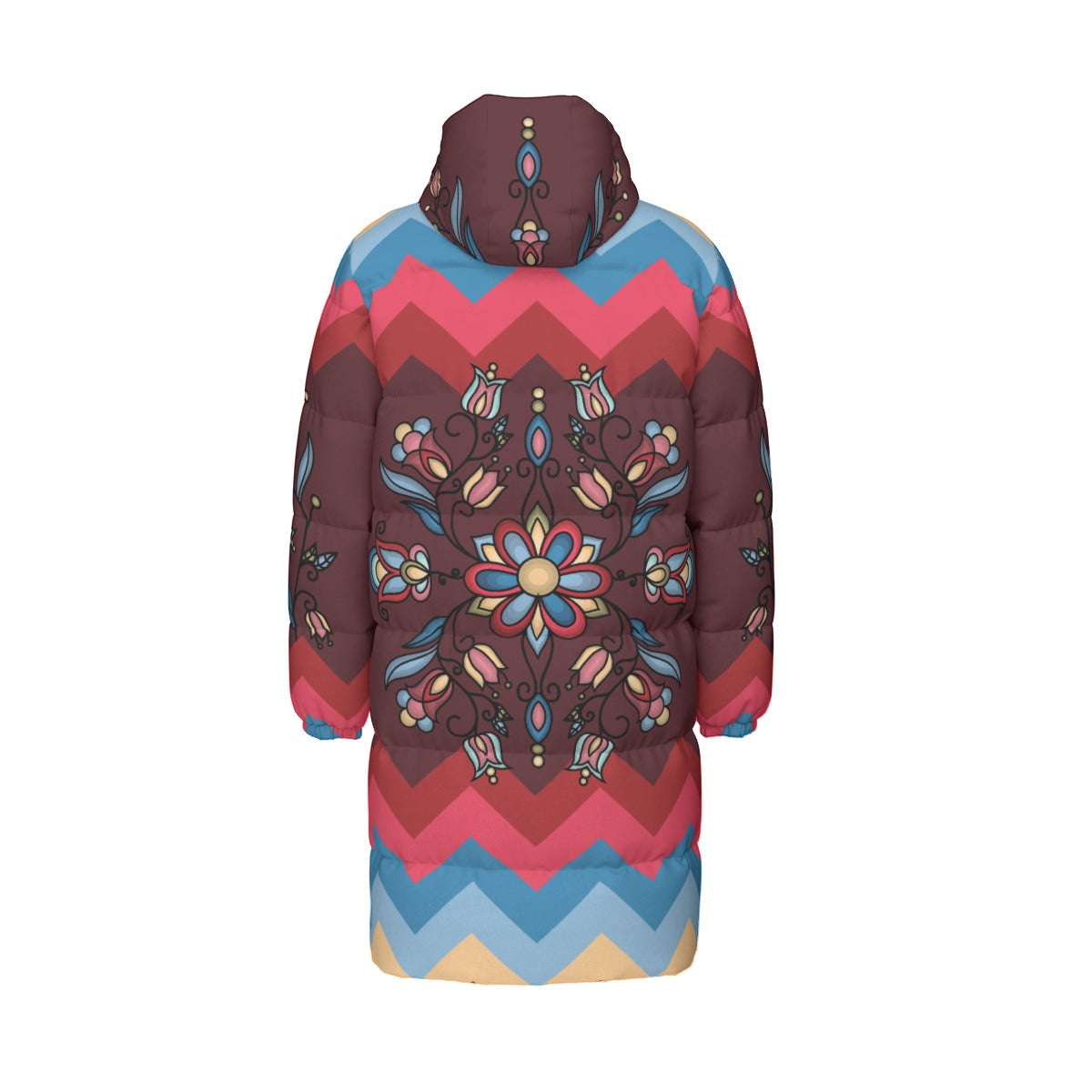 Frozen Petal Cascade Unisex Long Down Jacket