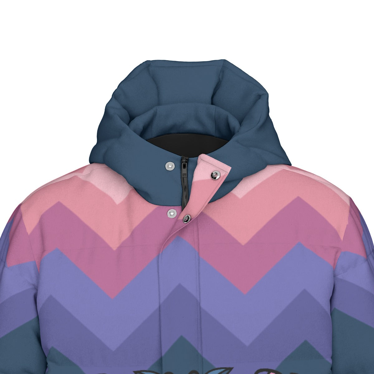 Frost Flower Circle Floral Unisex Long Down Jacket