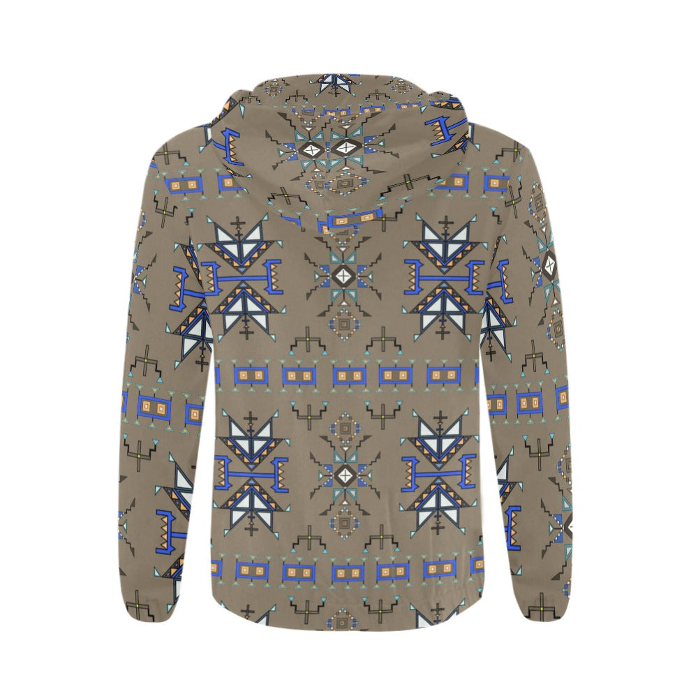 Eagle Strike Brown Men's Zipper Hoodie