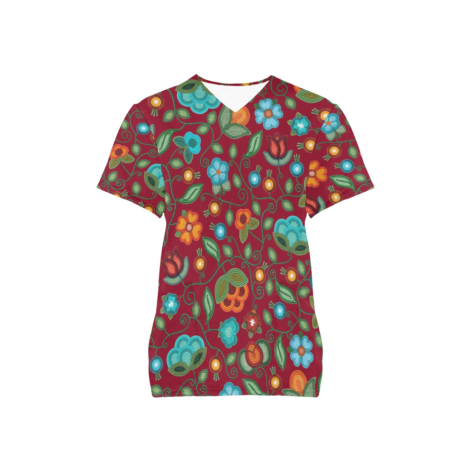 Prairie Fire Petals Red Scrub Top