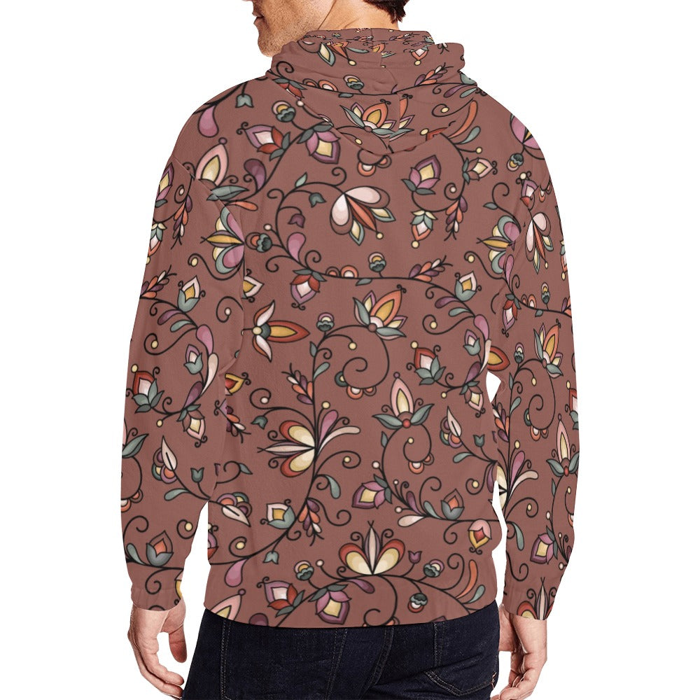 Burnt Sky Petals Brown Men's Zipper Hoodie