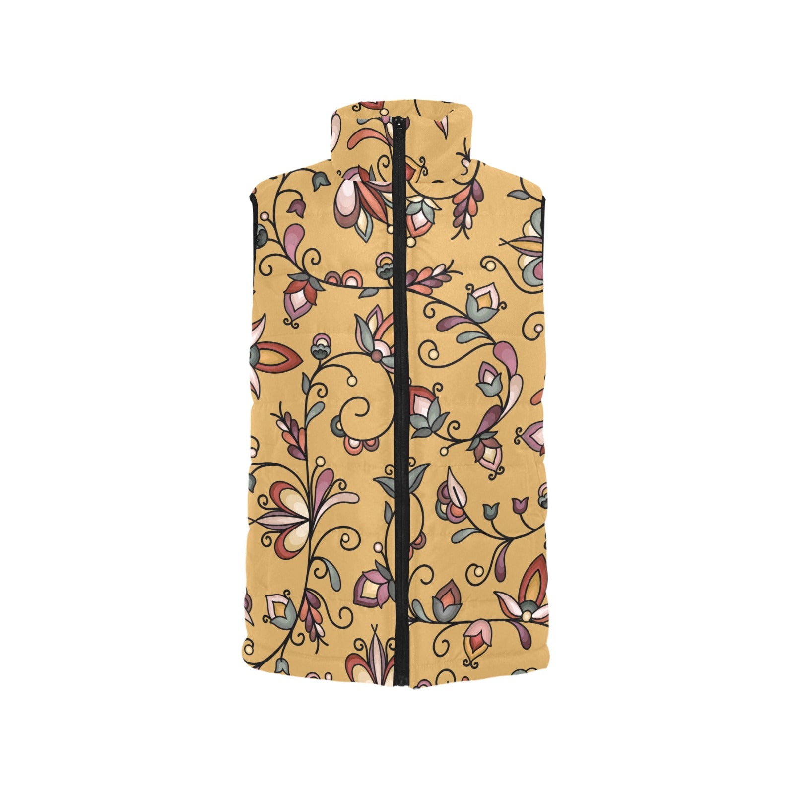 Burnt Sky Petals Gold Women's Padded Vest Jacket