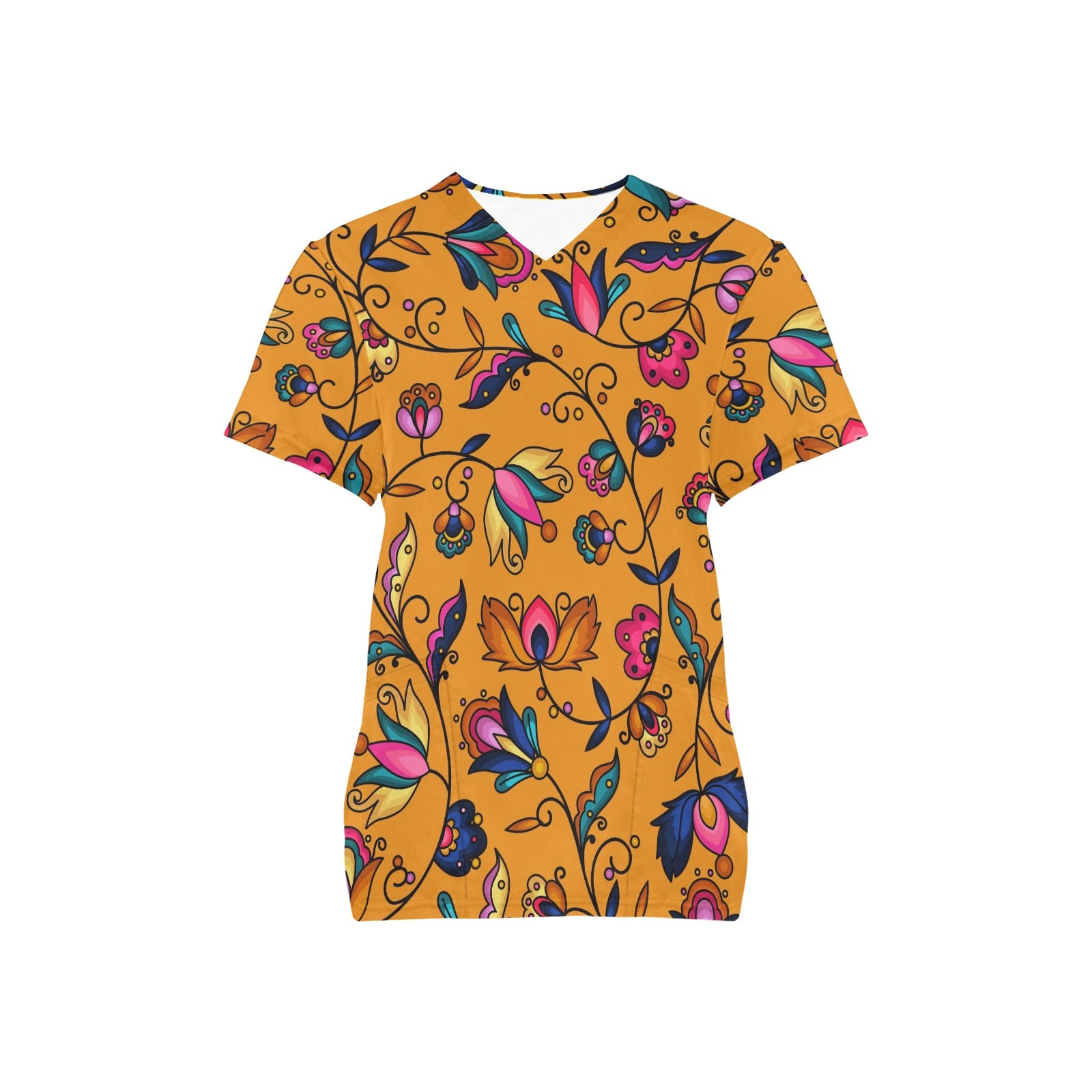 Copper Prairie Petals Orange Scrub Top
