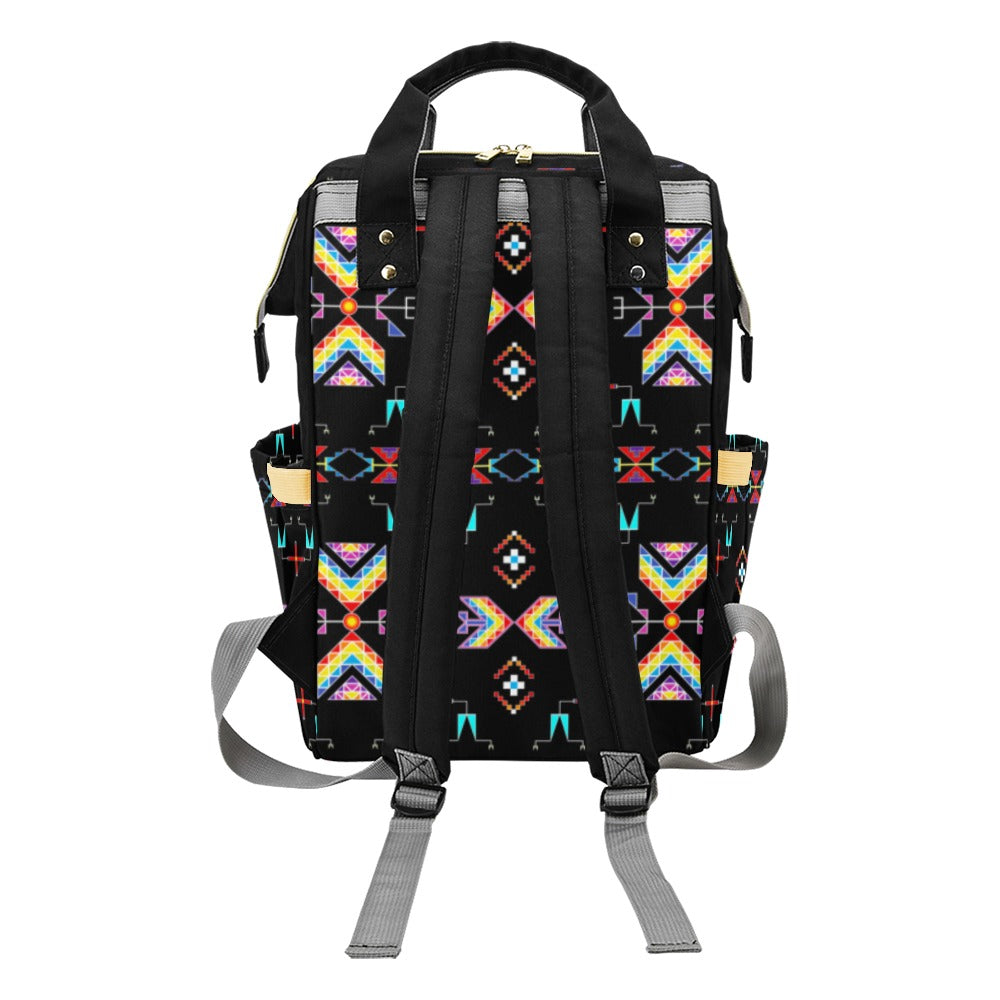 Rainy Chief Rainbow Black Multi-Function Diaper Backpack/Diaper Bag