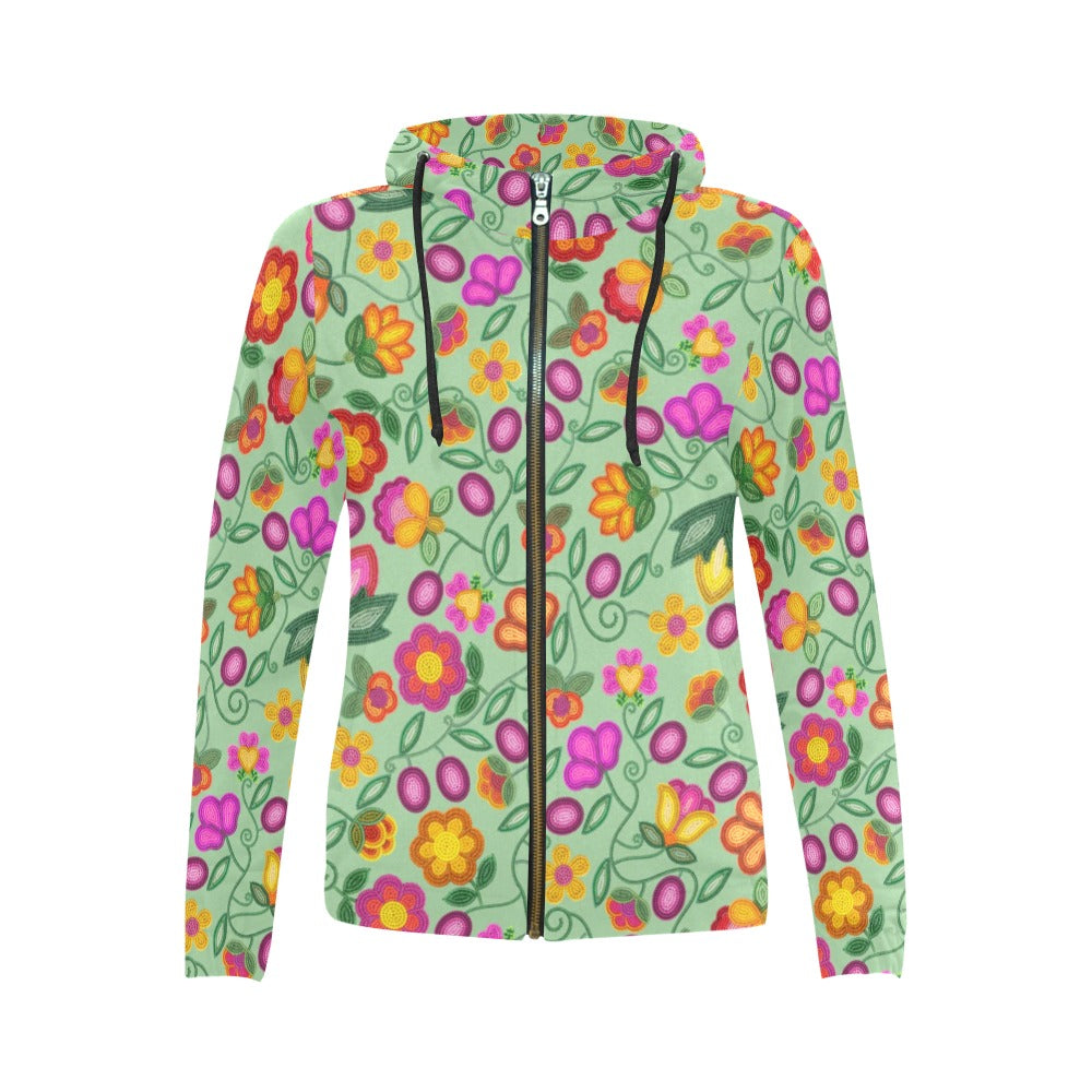 Boreal Bounty Green Full Zip Hoodie for Women