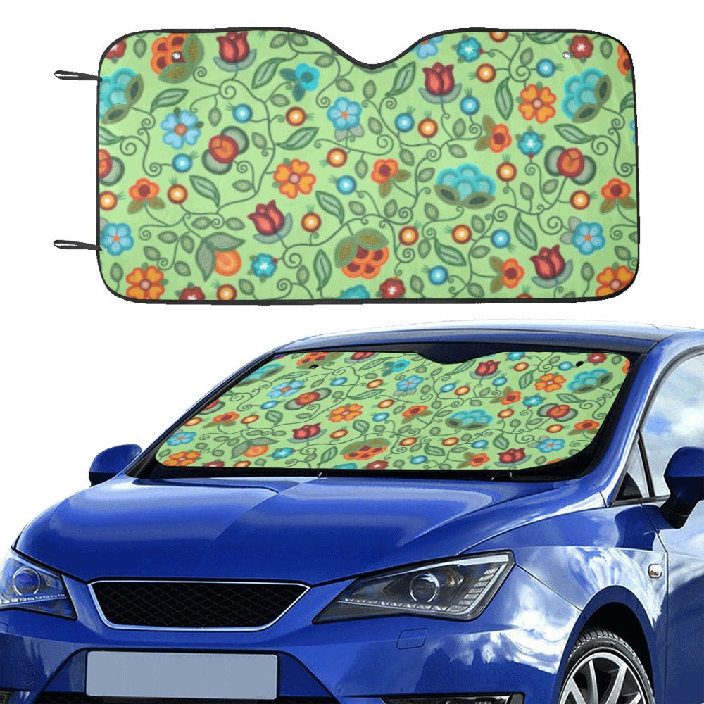 Prairie Fire Petals Sage Car Sun Shade 55"x30"