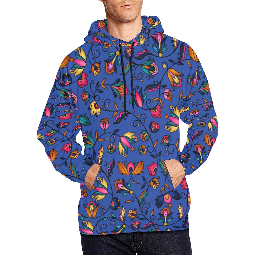 Copper Prairie Petals Blue Hoodie for Men (USA Size)