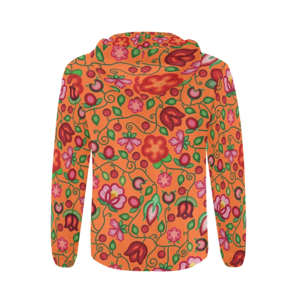 Rose Reverie Orange Men's Zipper Hoodie