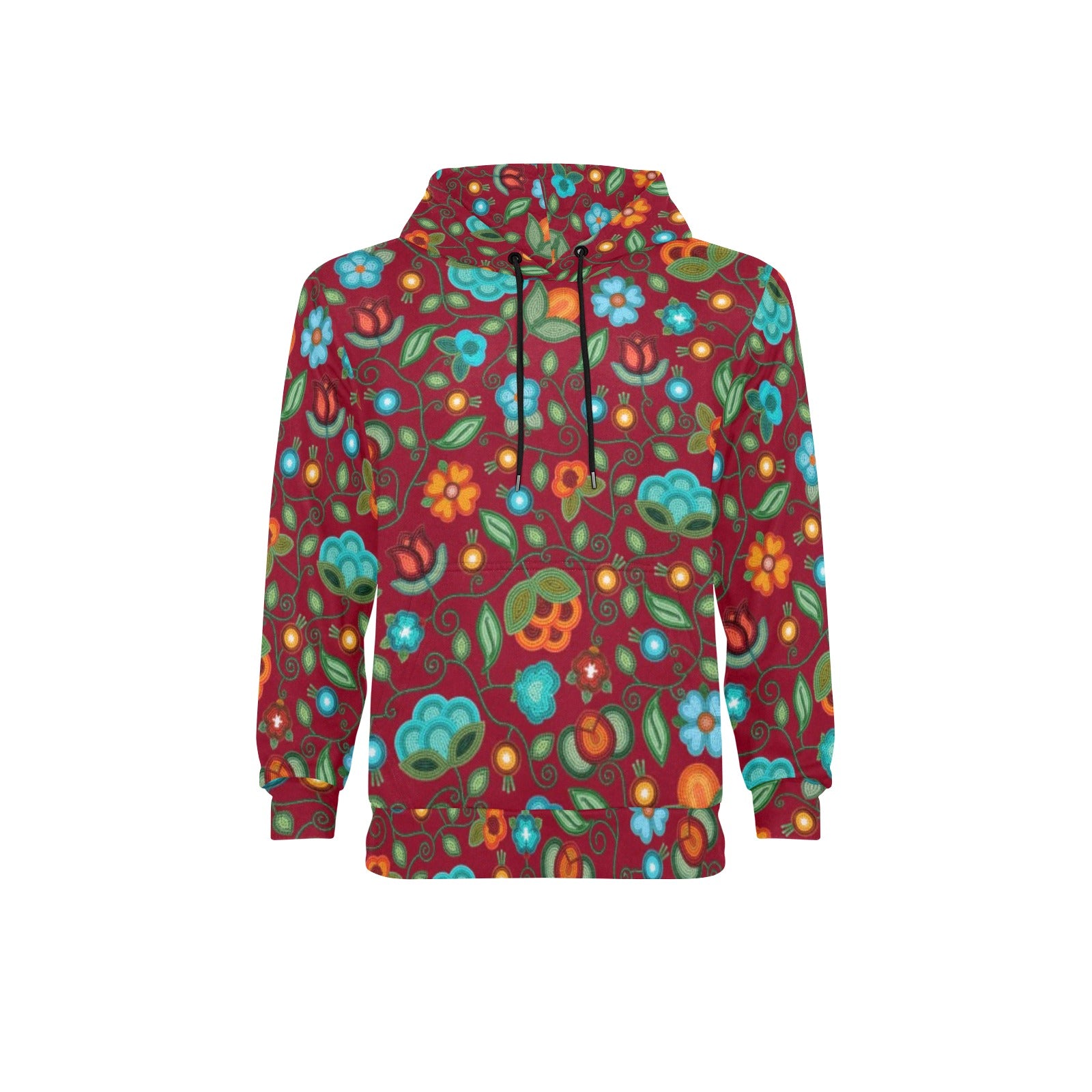 Prairie Fire Petals Red Men's Long Sleeve Fleece Hoodie