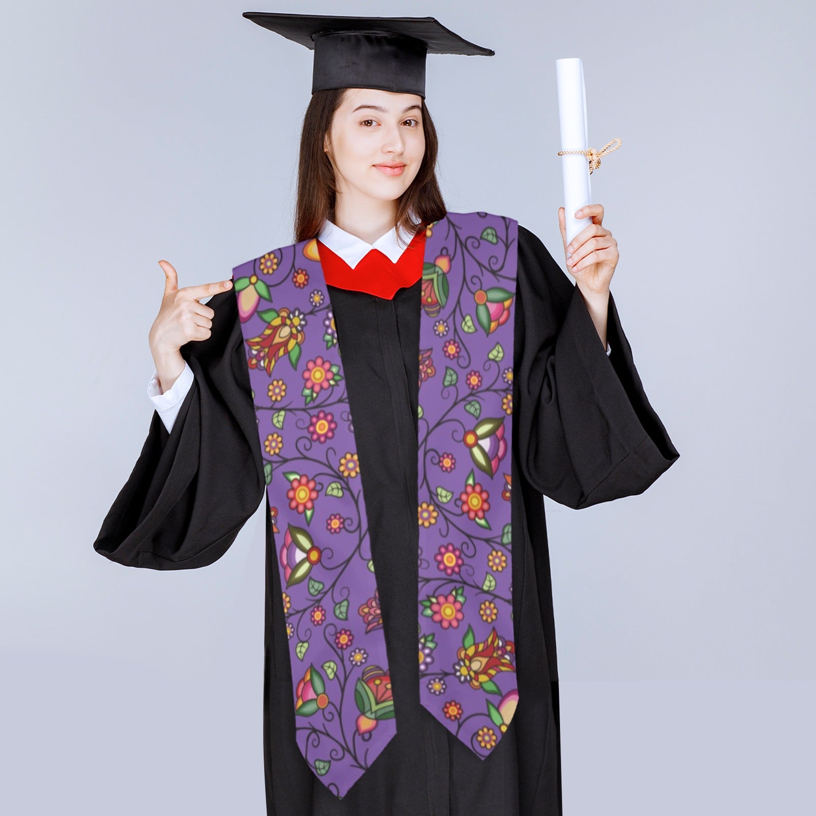Heartbeat Petals Purple Graduation Stole