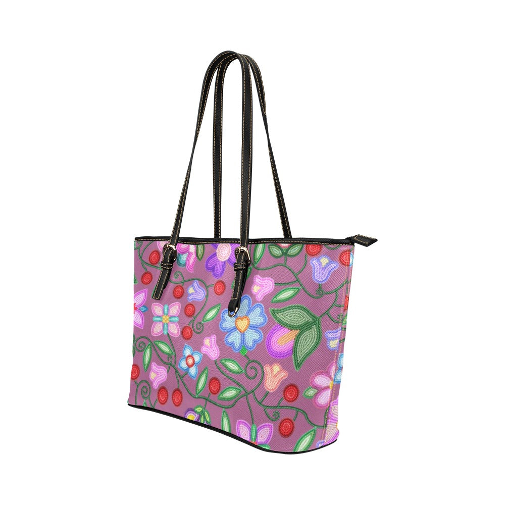 Petal Harmony Dusty Rose Leather Tote Bag/Large
