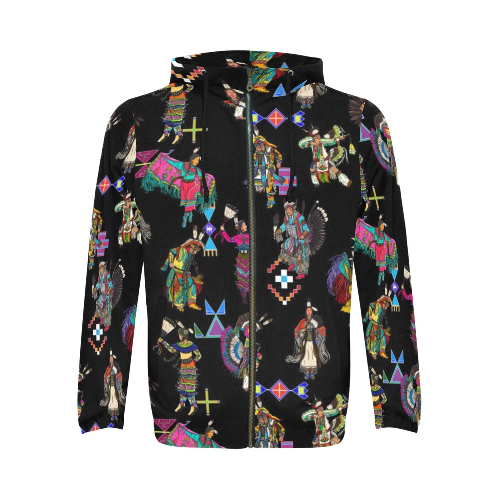 Grand Entry Dancers Black Men's Zipper Hoodie