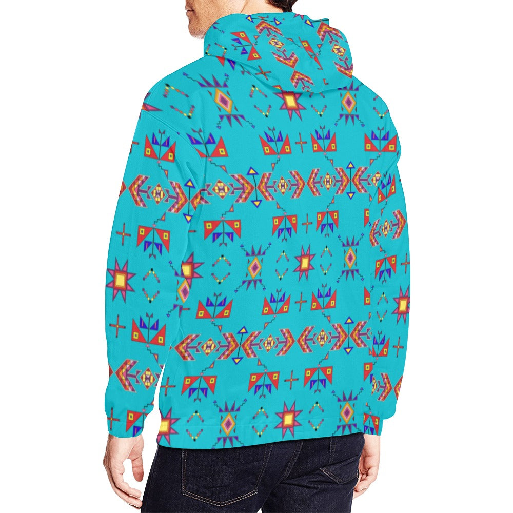 Scattered Generations Turquoise Hoodie for Men (USA Size)