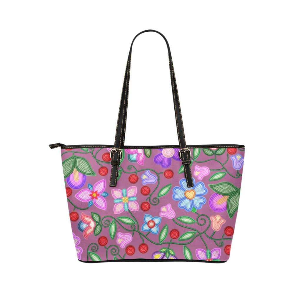 Petal Harmony Dusty Rose Leather Tote Bag/Large