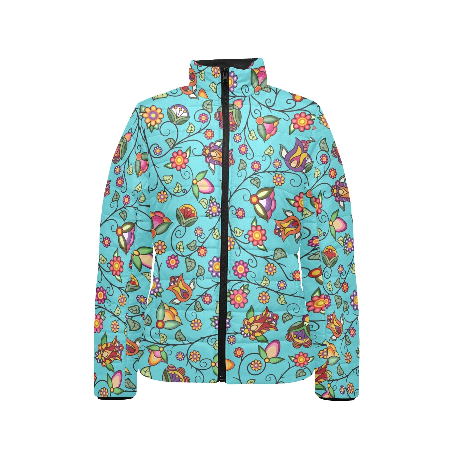 Heartbeat Petals Turquoise Women's Padded Jacket