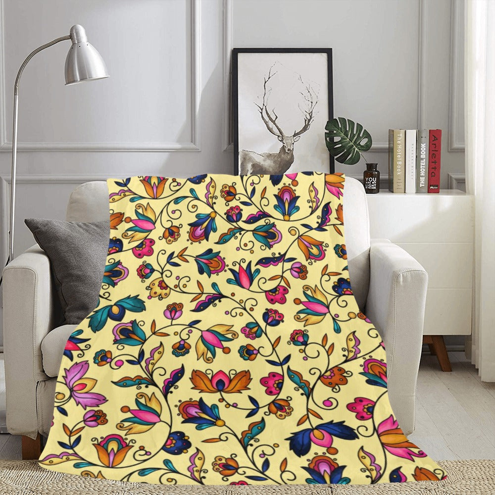 Copper Prairie Petals Yellow Ultra-Soft Micro Fleece Blanket 60"x80"