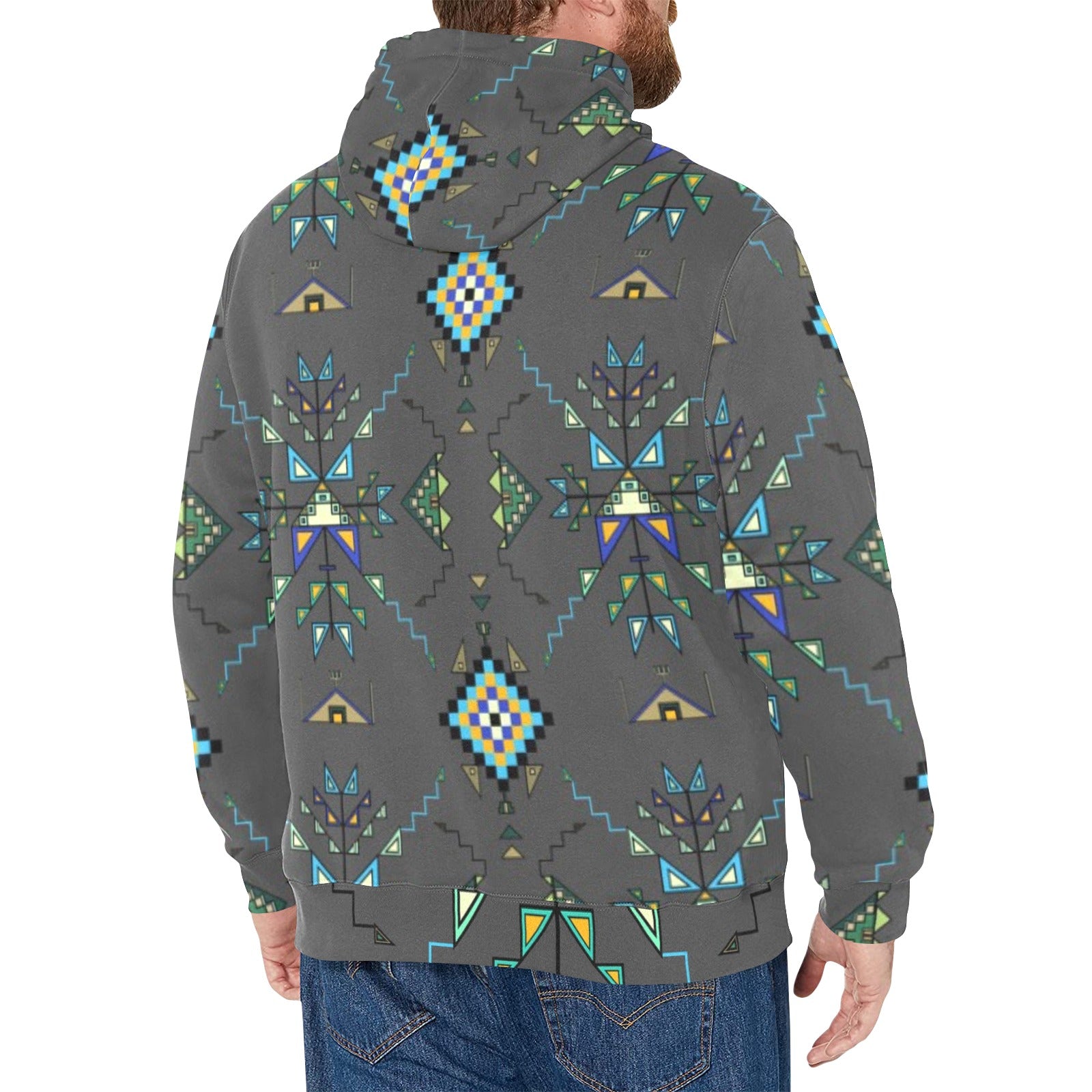Bear Shield Gray Men's Long Sleeve Fleece Hoodie