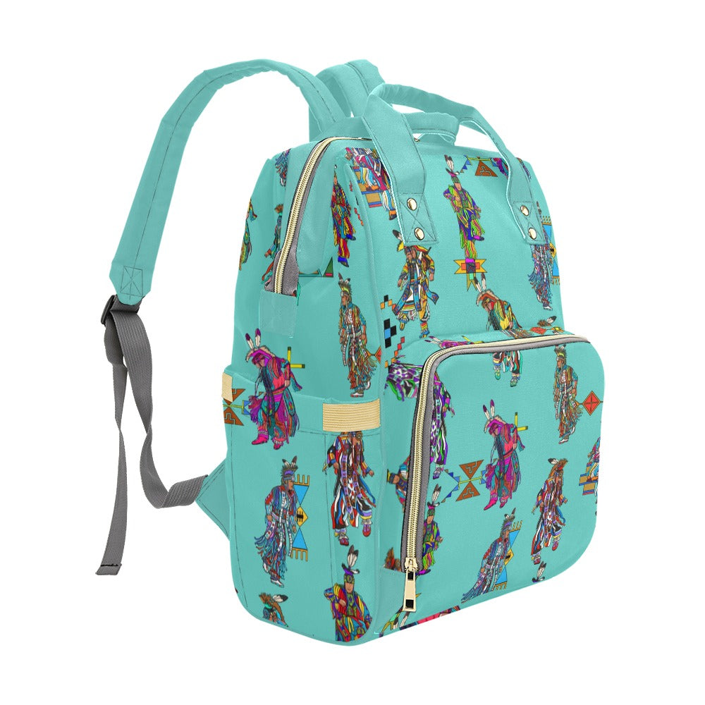 Men's Grass Dancers Eggshell Blue Multi-Function Diaper Backpack/Diaper Bag