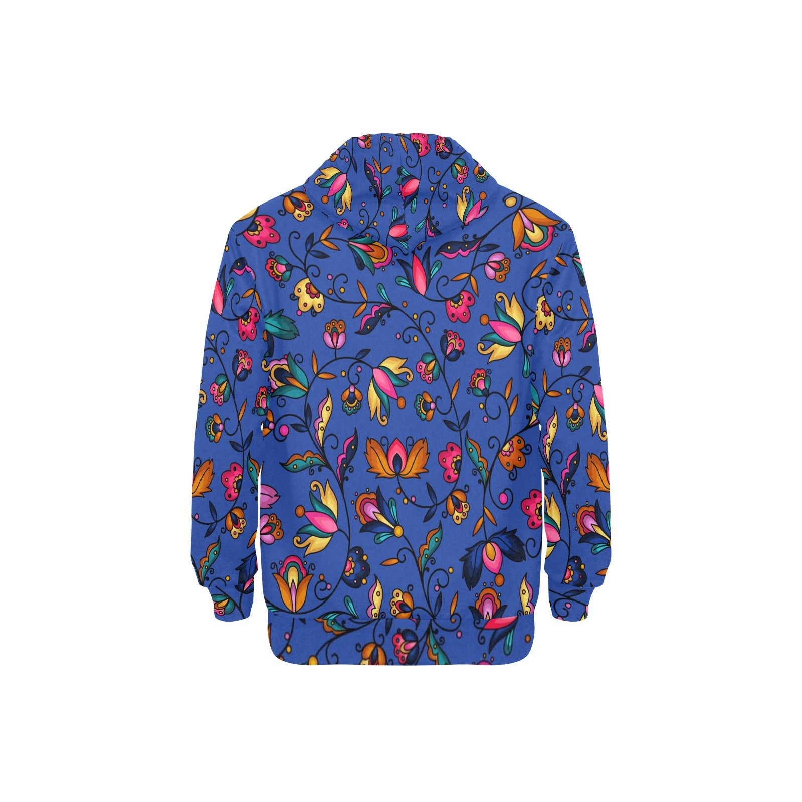 Copper Prairie Petals Blue Men's Long Sleeve Fleece Hoodie