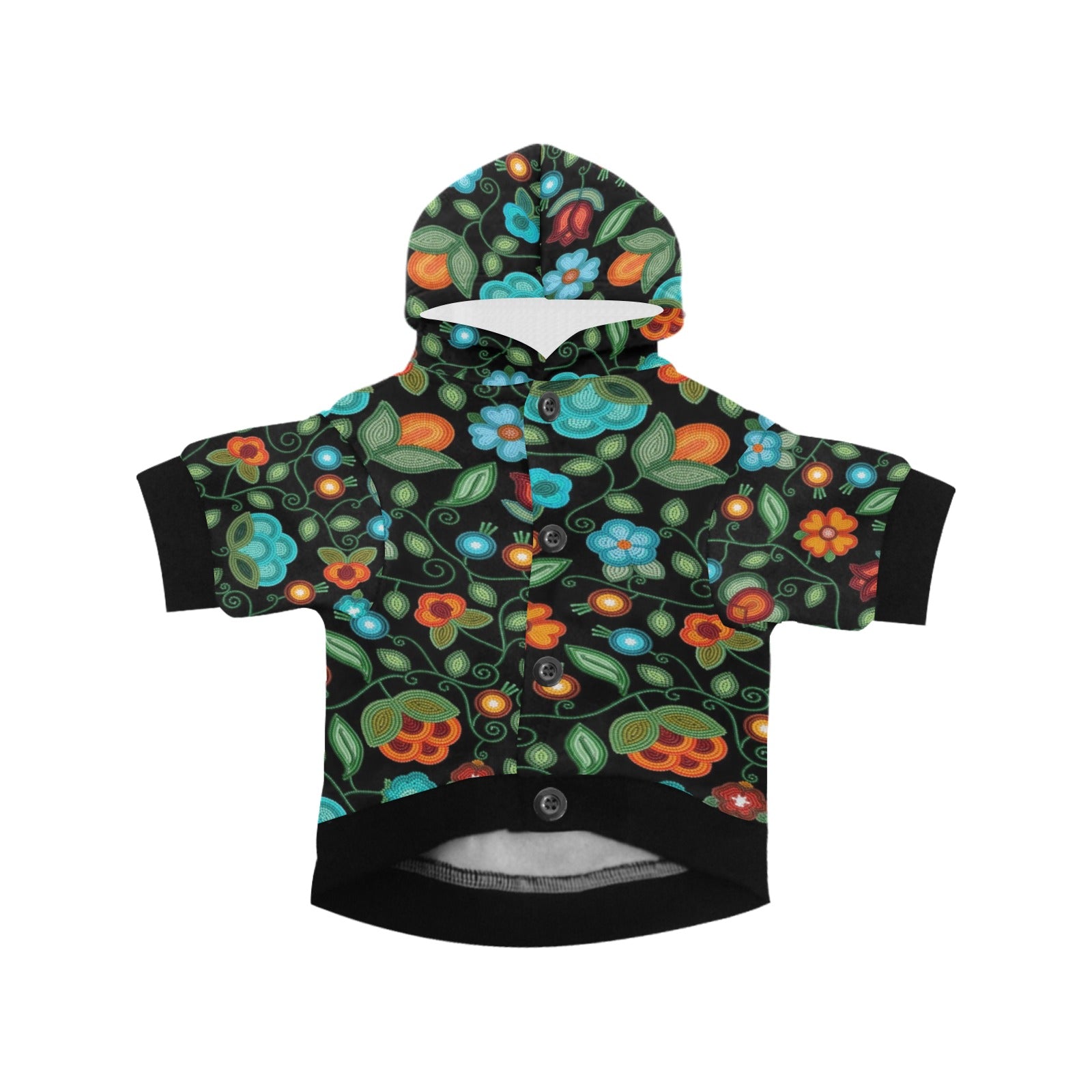 Prairie Fire Petals Black Pet Dog Hoodie