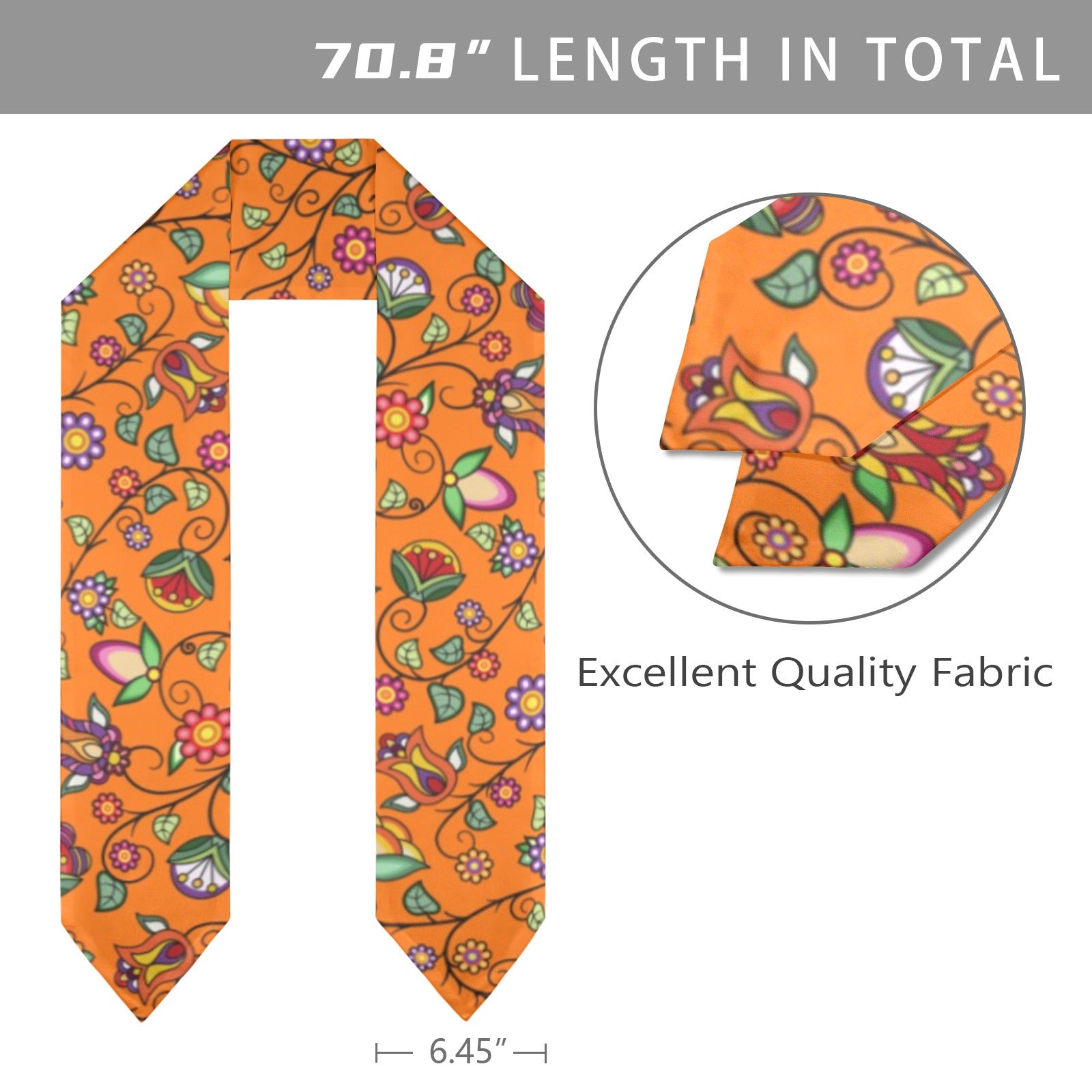 Heartbeat Petals Orange Graduation Stole