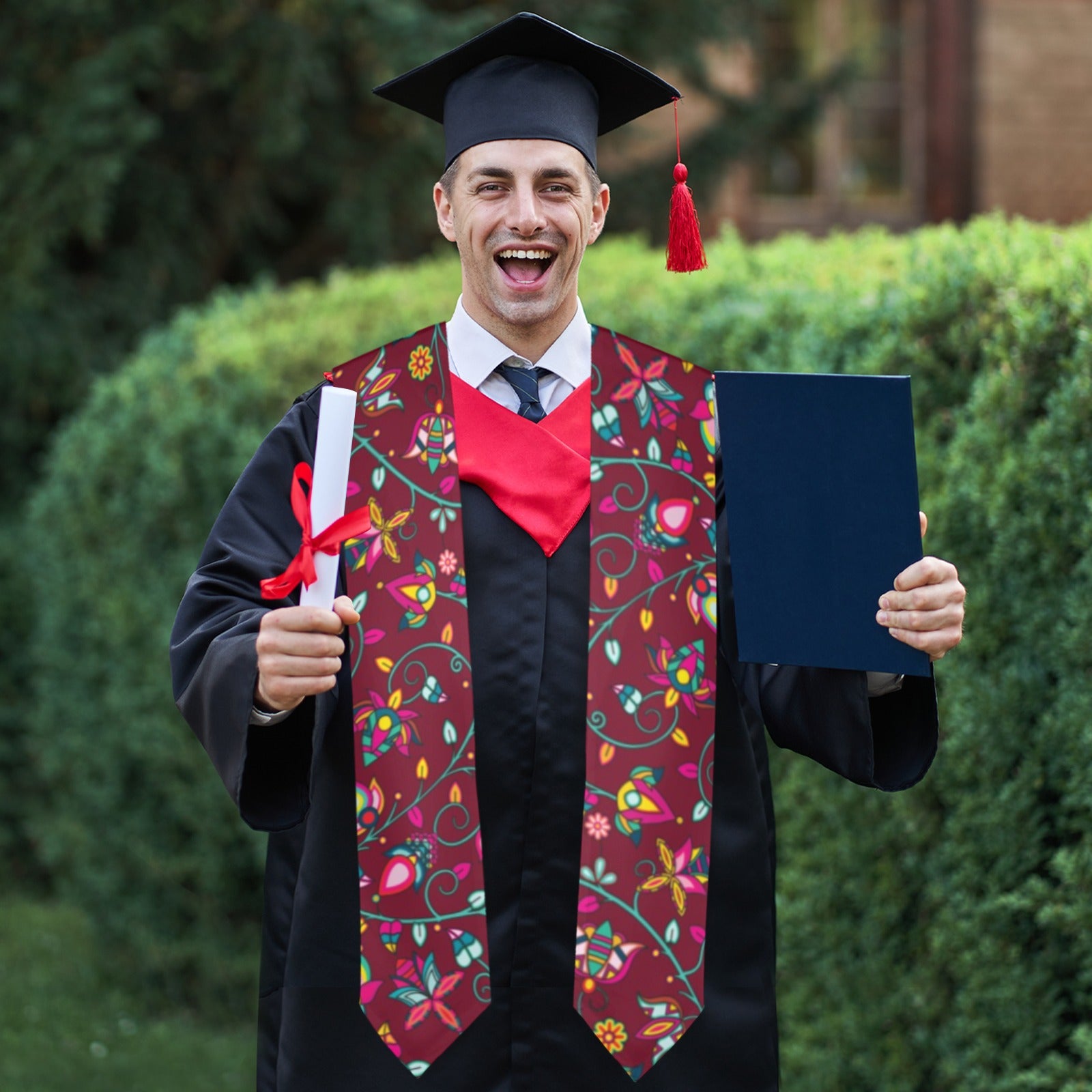 Thorny Path Cranberry Graduation Stole