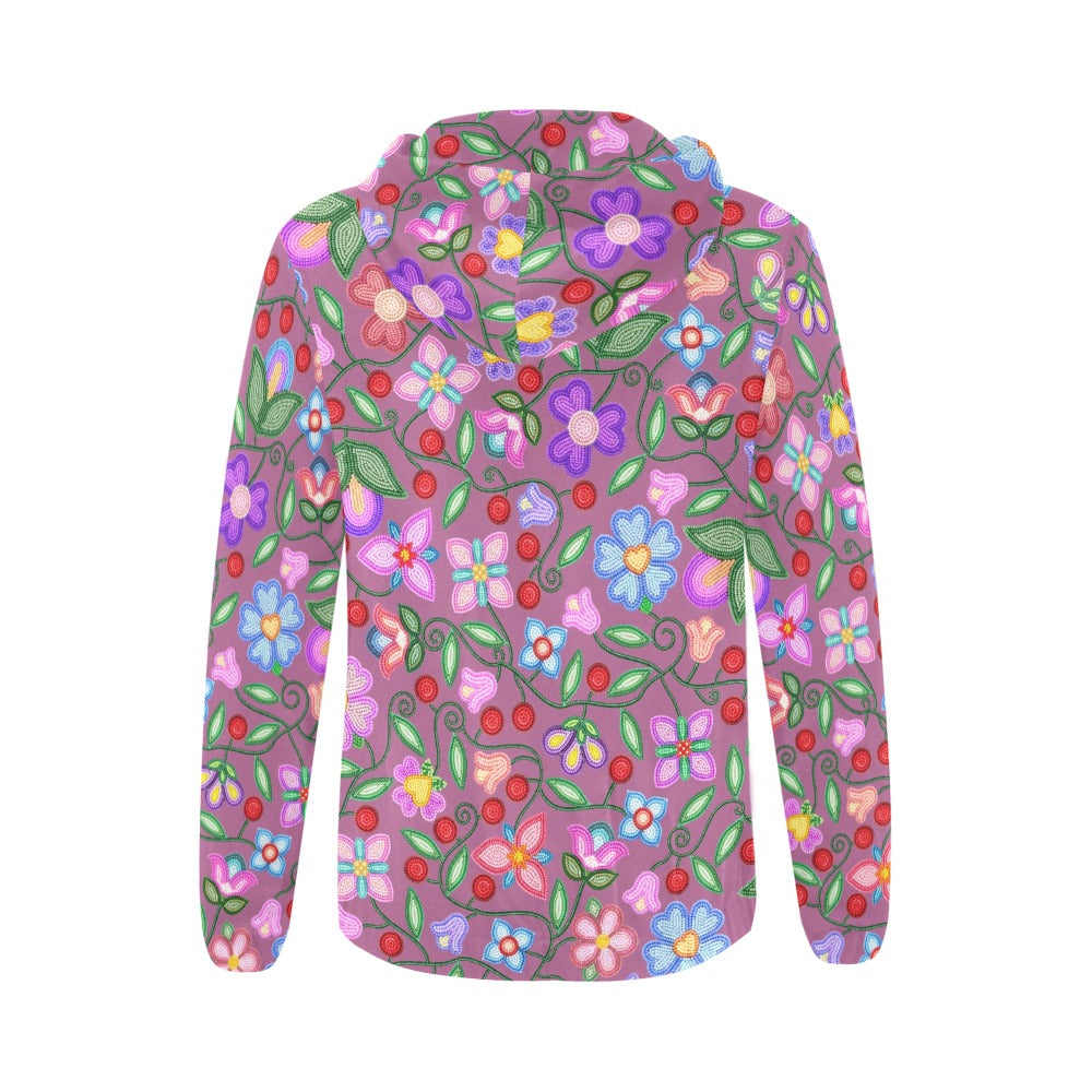 Petal Harmony Dusty Rose Full Zip Hoodie for Women