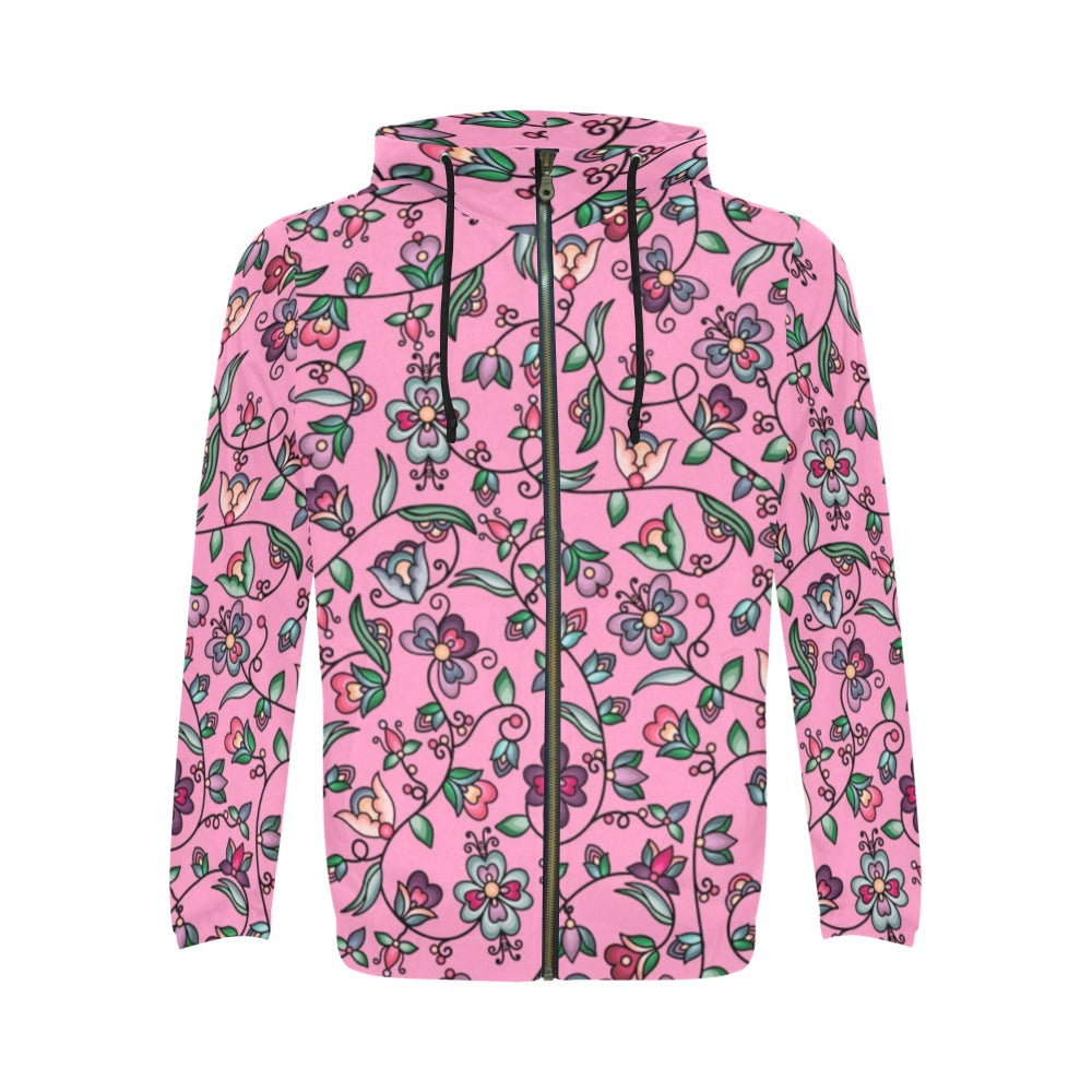 Amber Evening Garland Pink Men's Zipper Hoodie