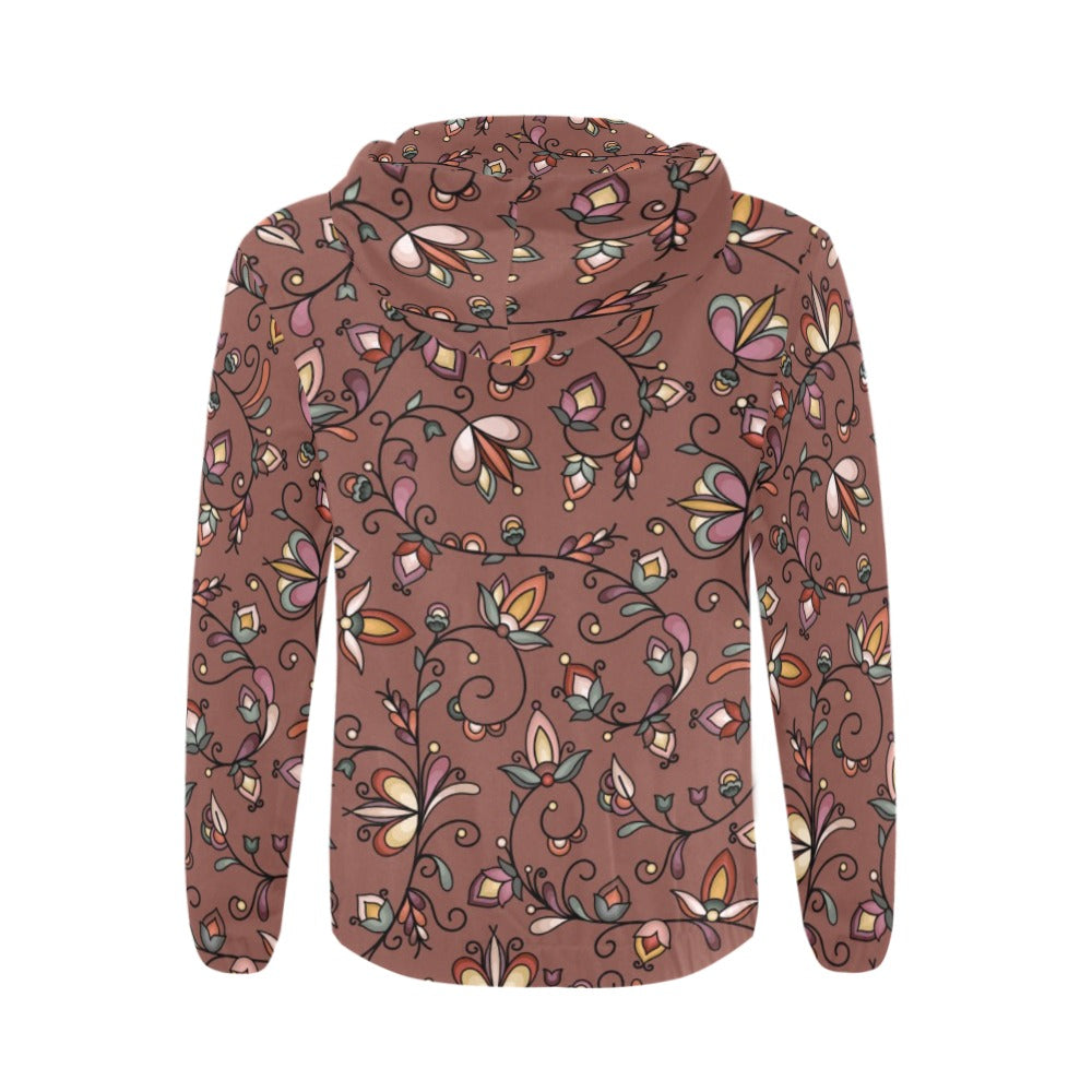 Burnt Sky Petals Brown Men's Zipper Hoodie
