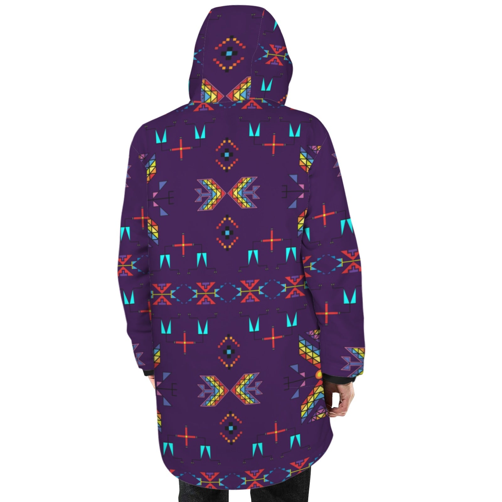 Rainy Chief Rainbow Dark Purple Unisex Sherpa Lined Hooded Coat