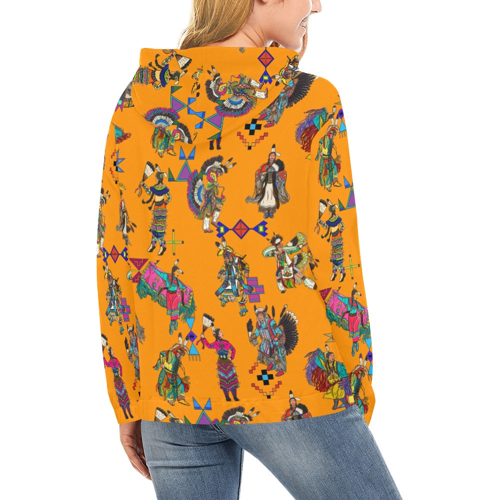 Grand Entry Dancers Orange Hoodie for Women (USA Size)
