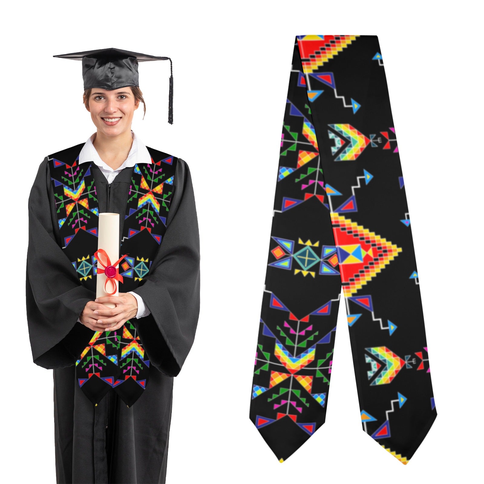 Buffalo Jump Black Graduation Stole