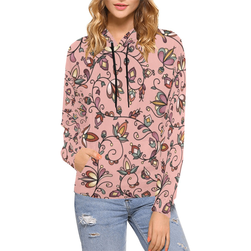 Burnt Sky Petals Peach Hoodie for Women (USA Size)