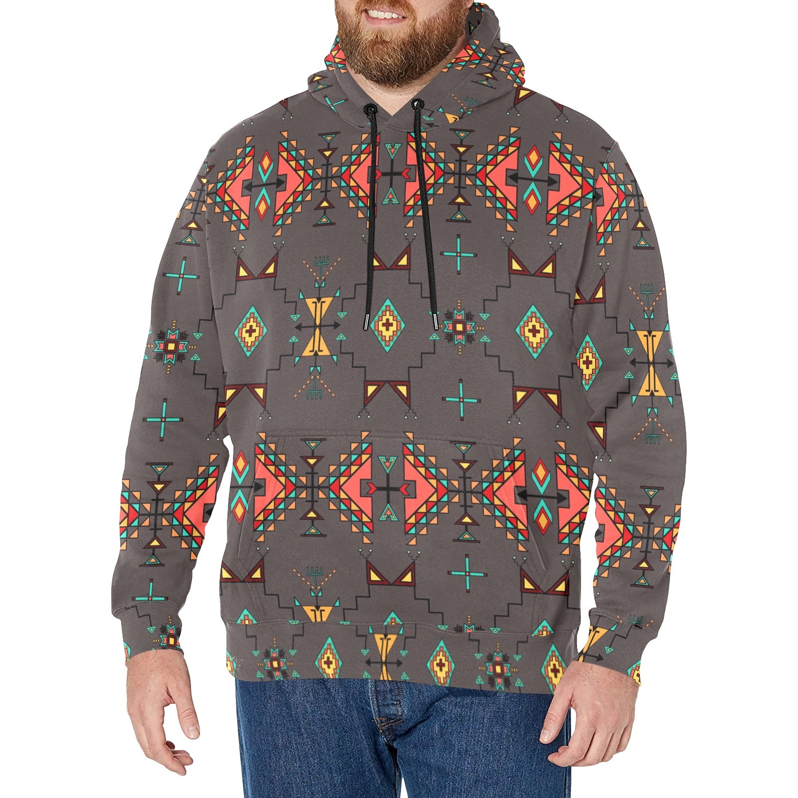 Thunder Flight Gray Men's Long Sleeve Fleece Hoodie
