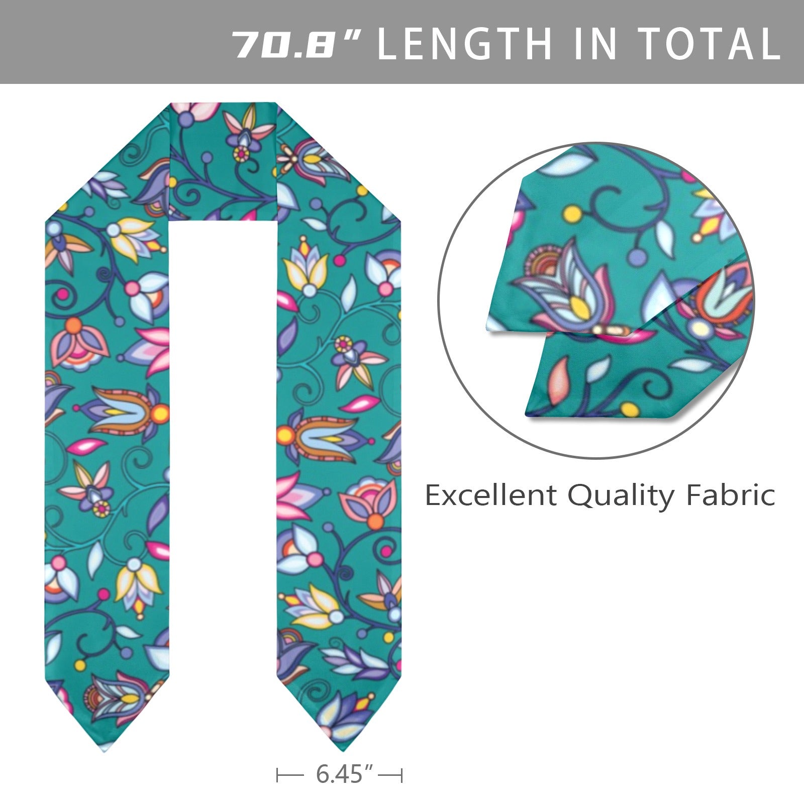 Buffalo Bloom Turquoise Graduation Stole