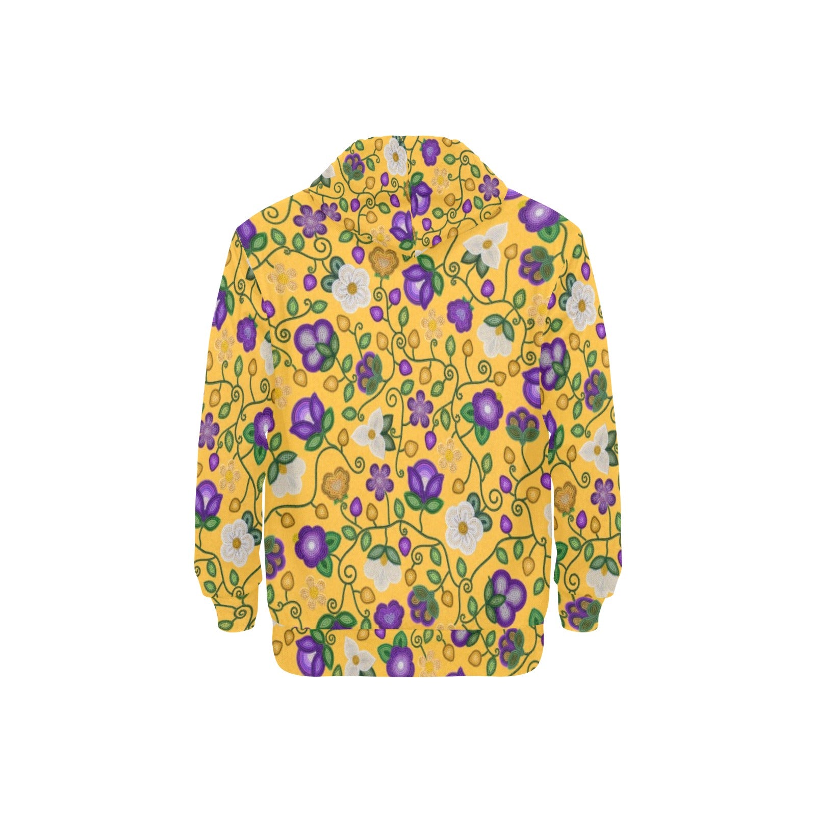 Midnight Moss Bloom Yellow Men's Long Sleeve Fleece Hoodie