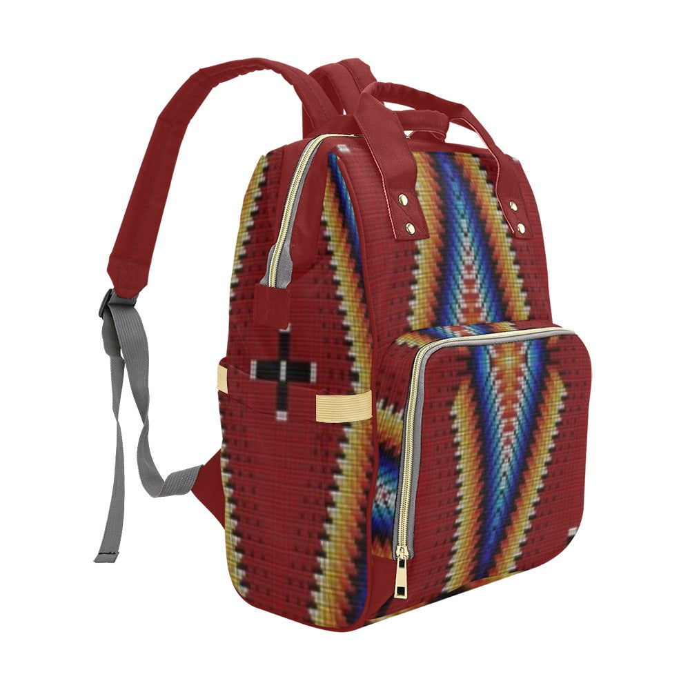 Diamond in the Bluff Red Multi-Function Diaper Backpack/Diaper Bag