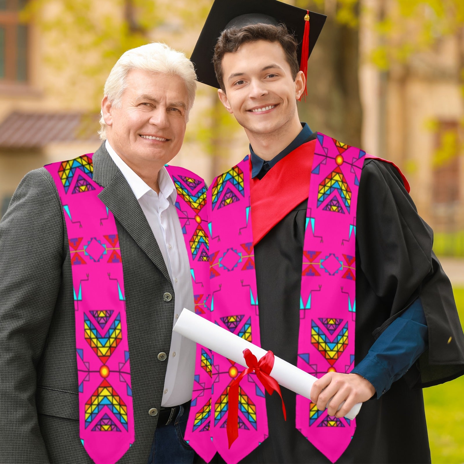 Rainy Chief Rainbow Hot Pink Graduation Stole