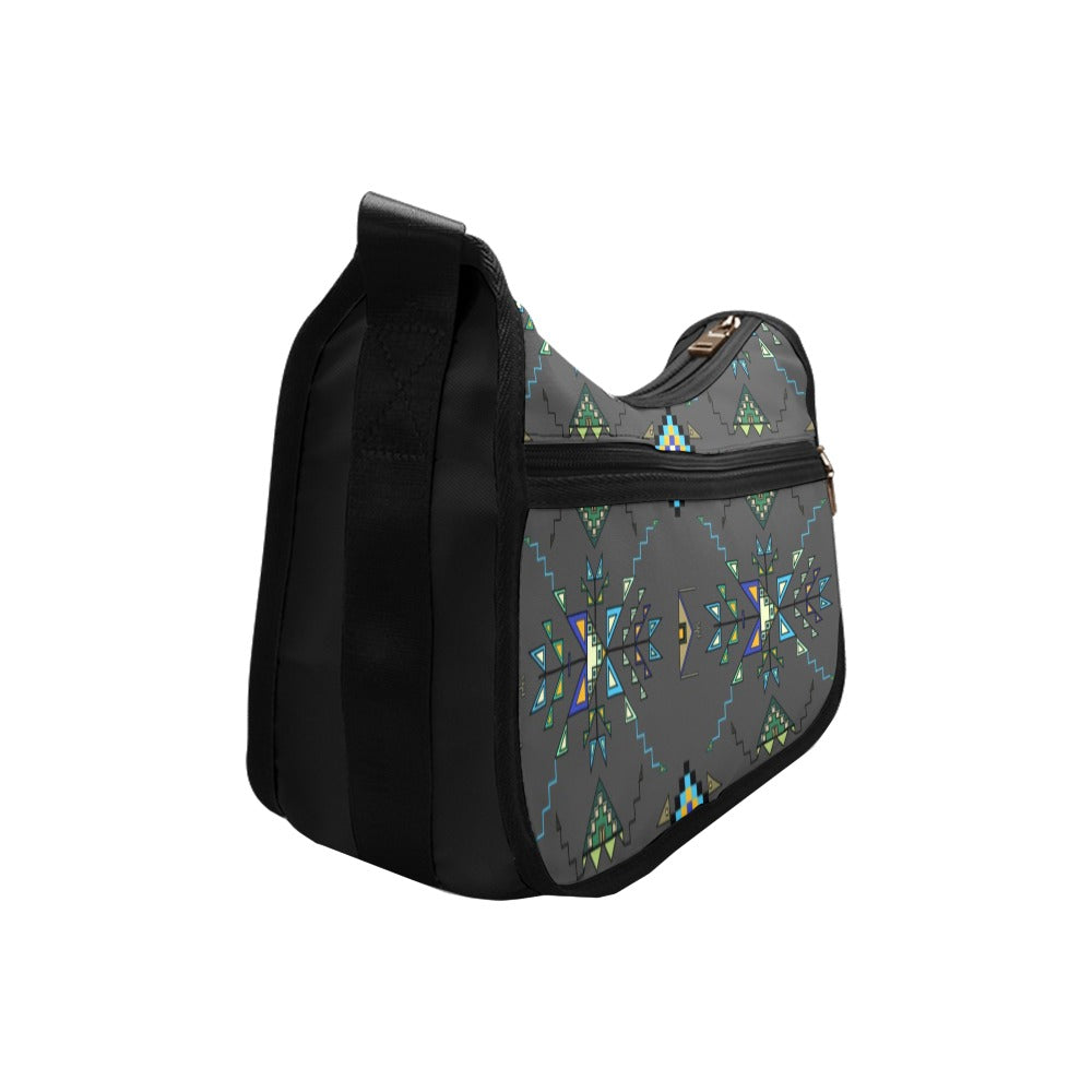 Bear Shield Fabric Gray Crossbody Bag