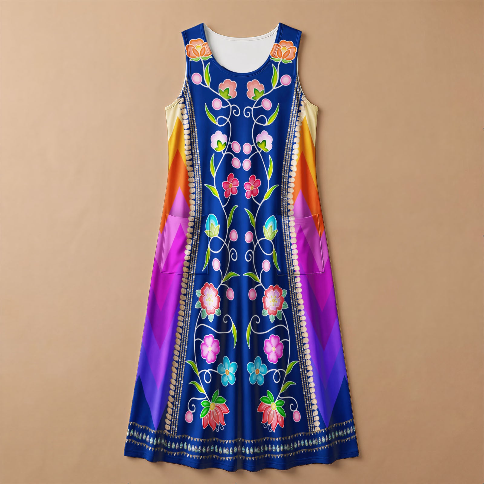 Grandmother's Legacy Dark Blue 2 Women's Sleeveless Long Dress