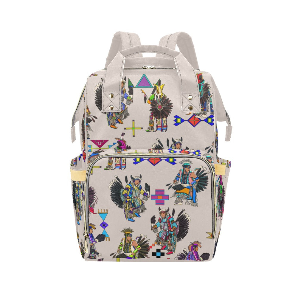 Men's Tradish Dancers Muslin White Multi-Function Diaper Backpack/Diaper Bag