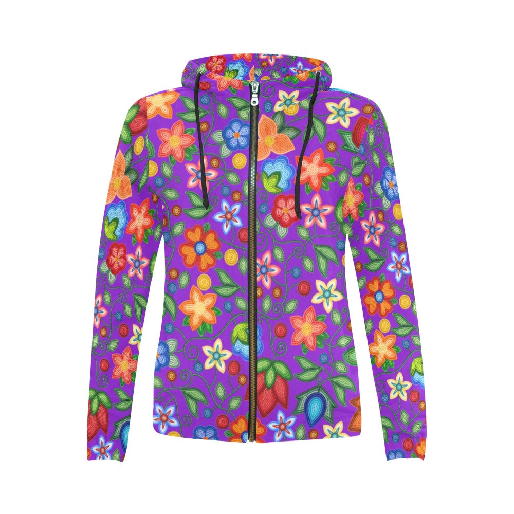 Morning Harmony Purple Full Zip Hoodie for Women