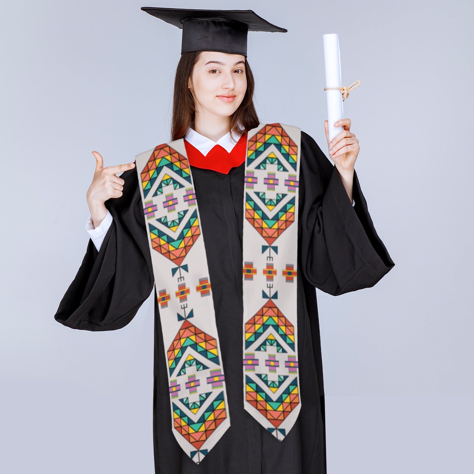Travois Tipi Grey Graduation Stole