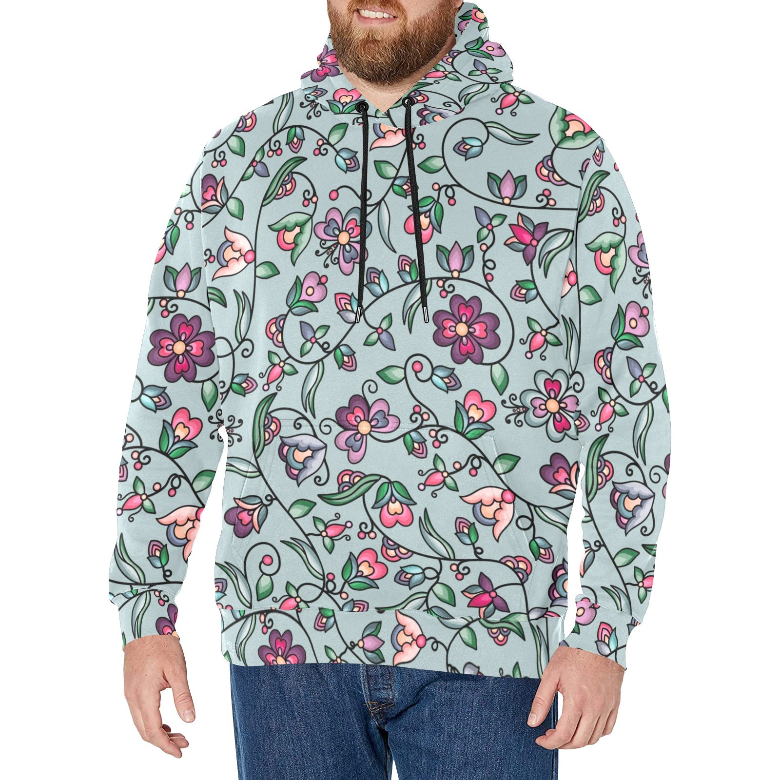 Amber Evening Garland Turquoise Men's Long Sleeve Fleece Hoodie