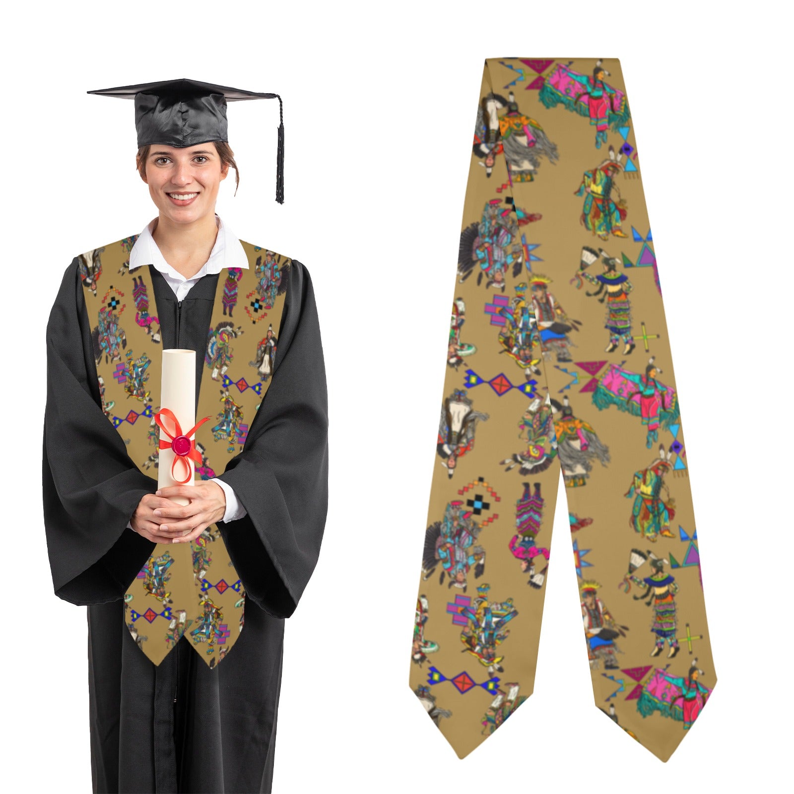 Grand Entry Dancers Earth Graduation Stole