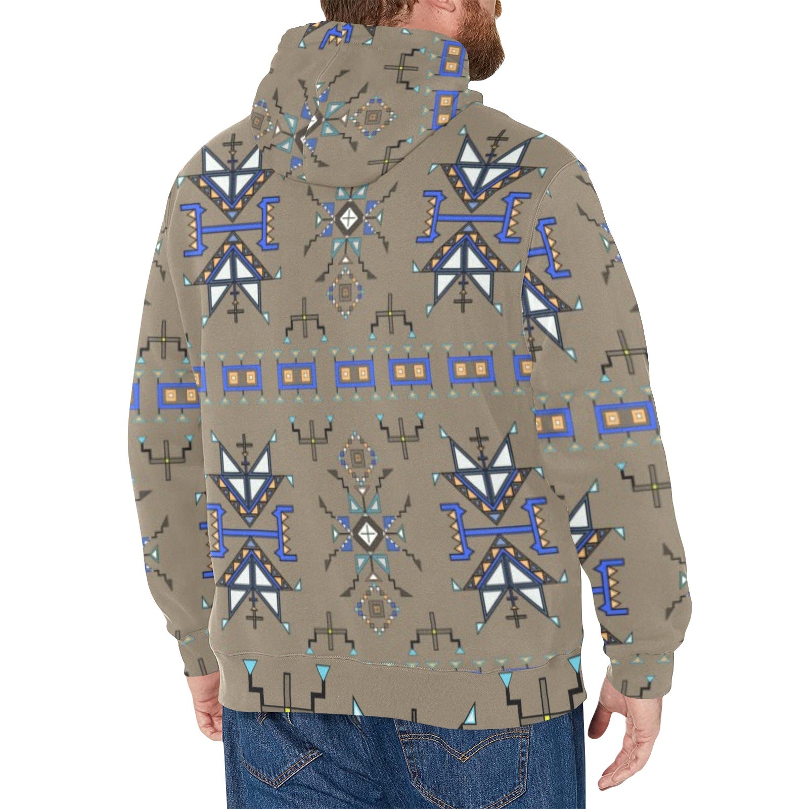 Eagle Strike Brown Men's Long Sleeve Fleece Hoodie