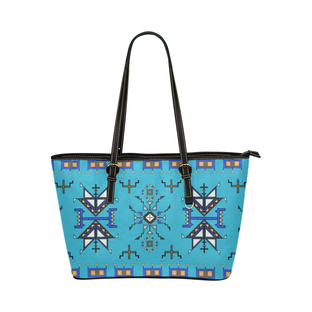 Eagle Strike Blue Leather Tote Bag/Large
