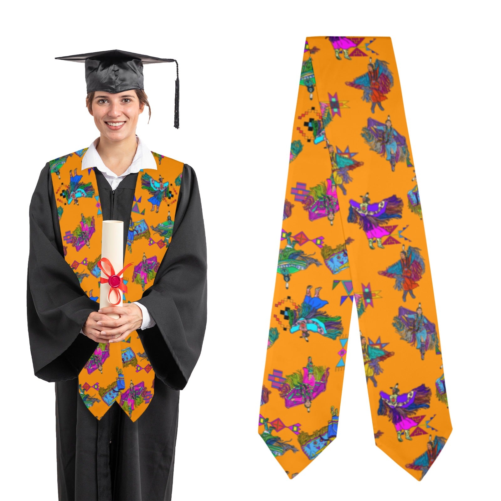 Women's Fancy Dancers Orange Graduation Stole