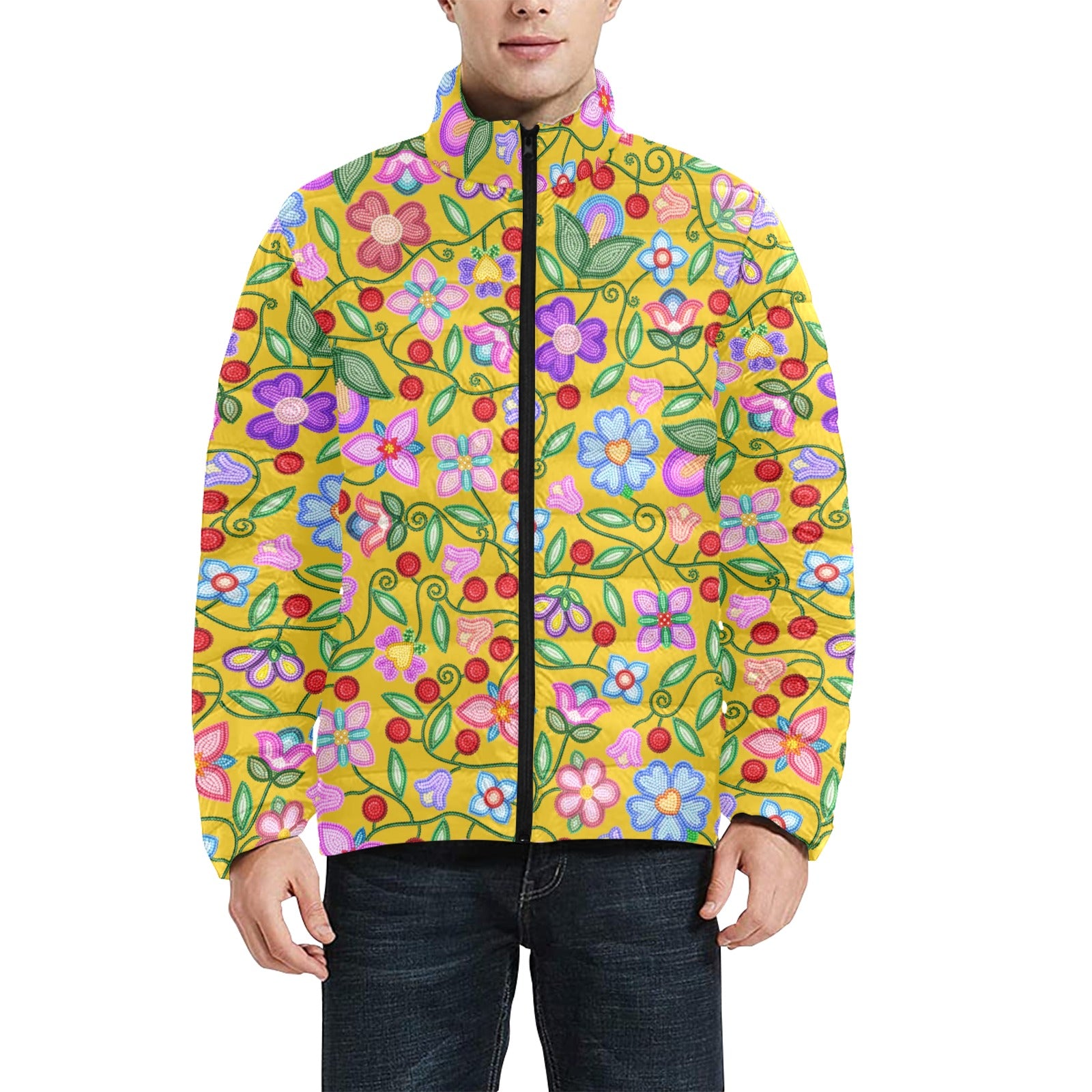 Petal Harmony Ochre Men's Padded Jacket