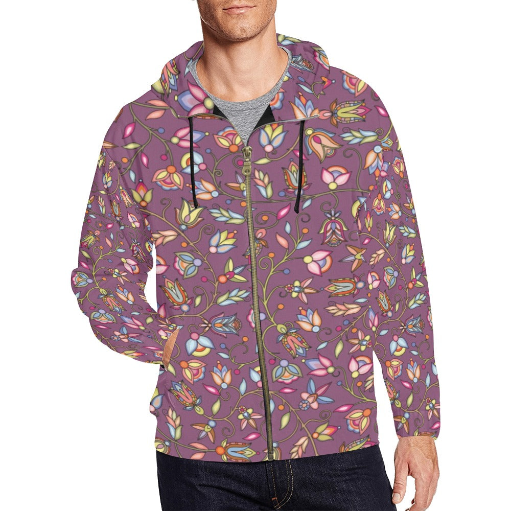 Buffalo Bloom Blush Men's Zipper Hoodie